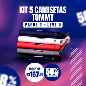 Kit 5 Camisetas  casual basicas Tommy - Pague 1 e Leve 5 - ÚLTIMAS UNIDADES