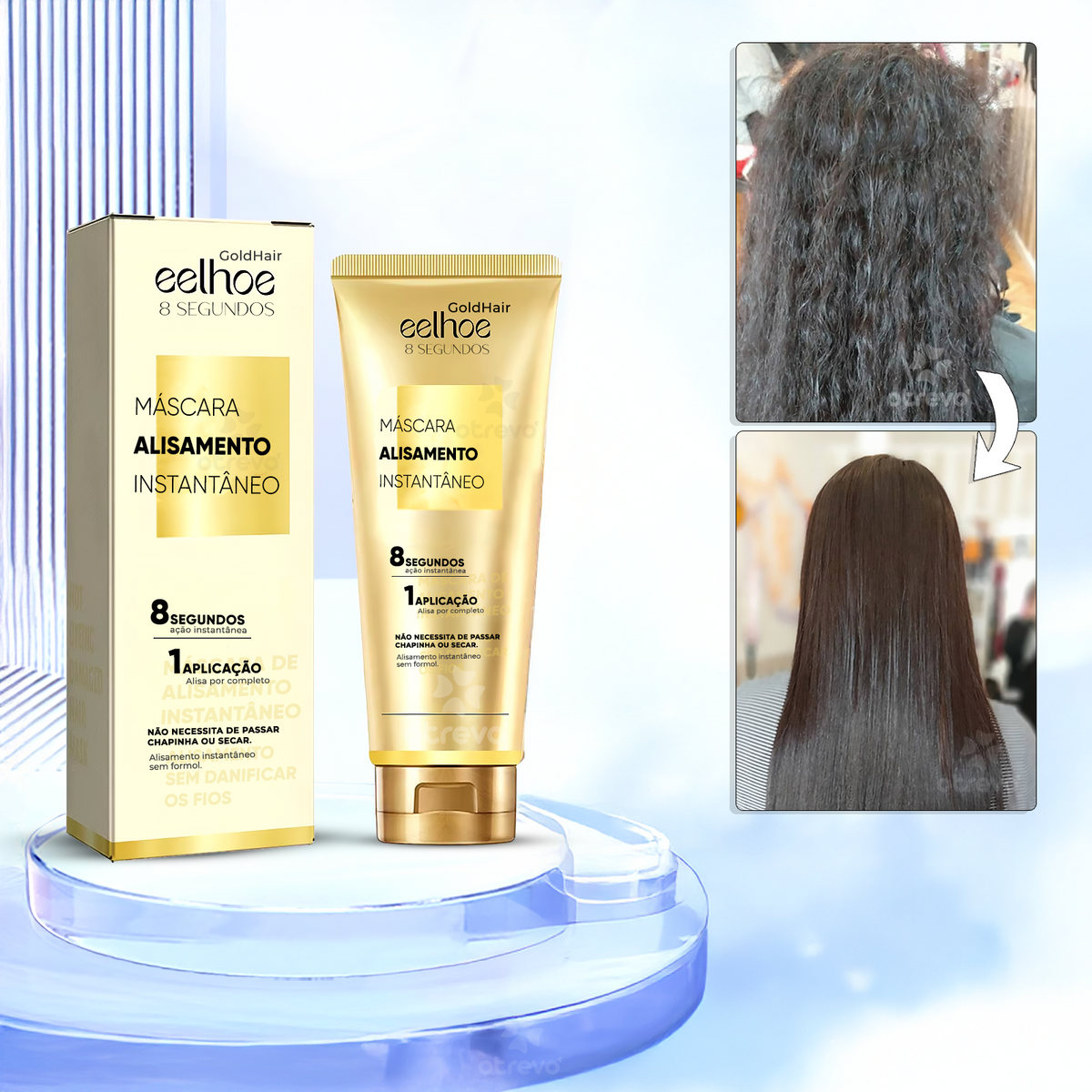 Máscara de Alisamento instantâneo a base de Colágeno Puro & Keratina Pura - GoldHair®