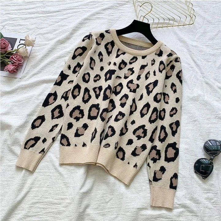 Conjunto Feminino Leopardo Suéter e Calça