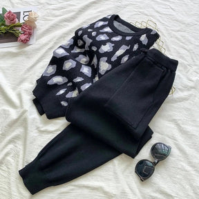 Conjunto Feminino Leopardo Suéter e Calça